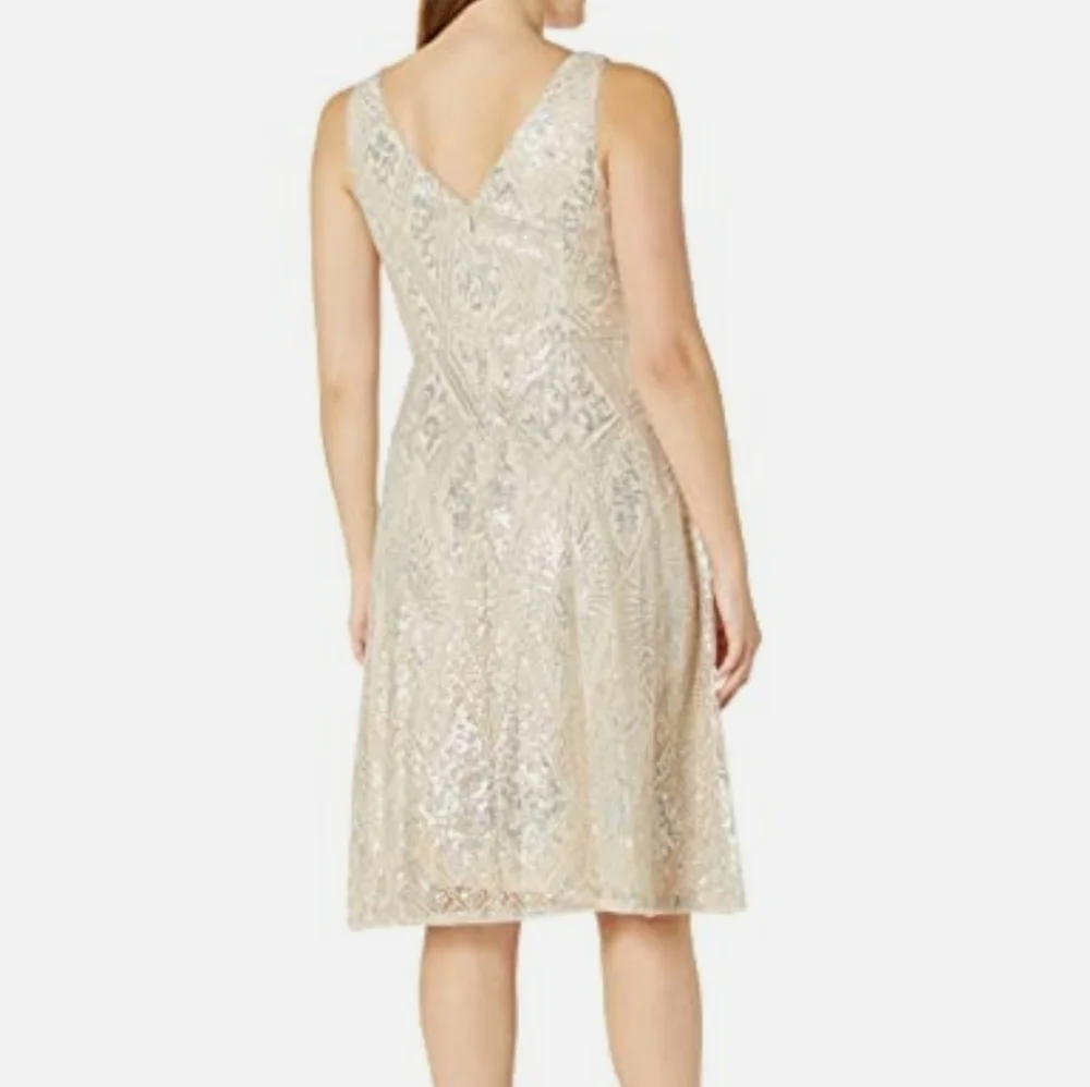 NWT ADRIANNA PAPELL | Sequined Midi Cocktail Dress - Picture 5 of 5